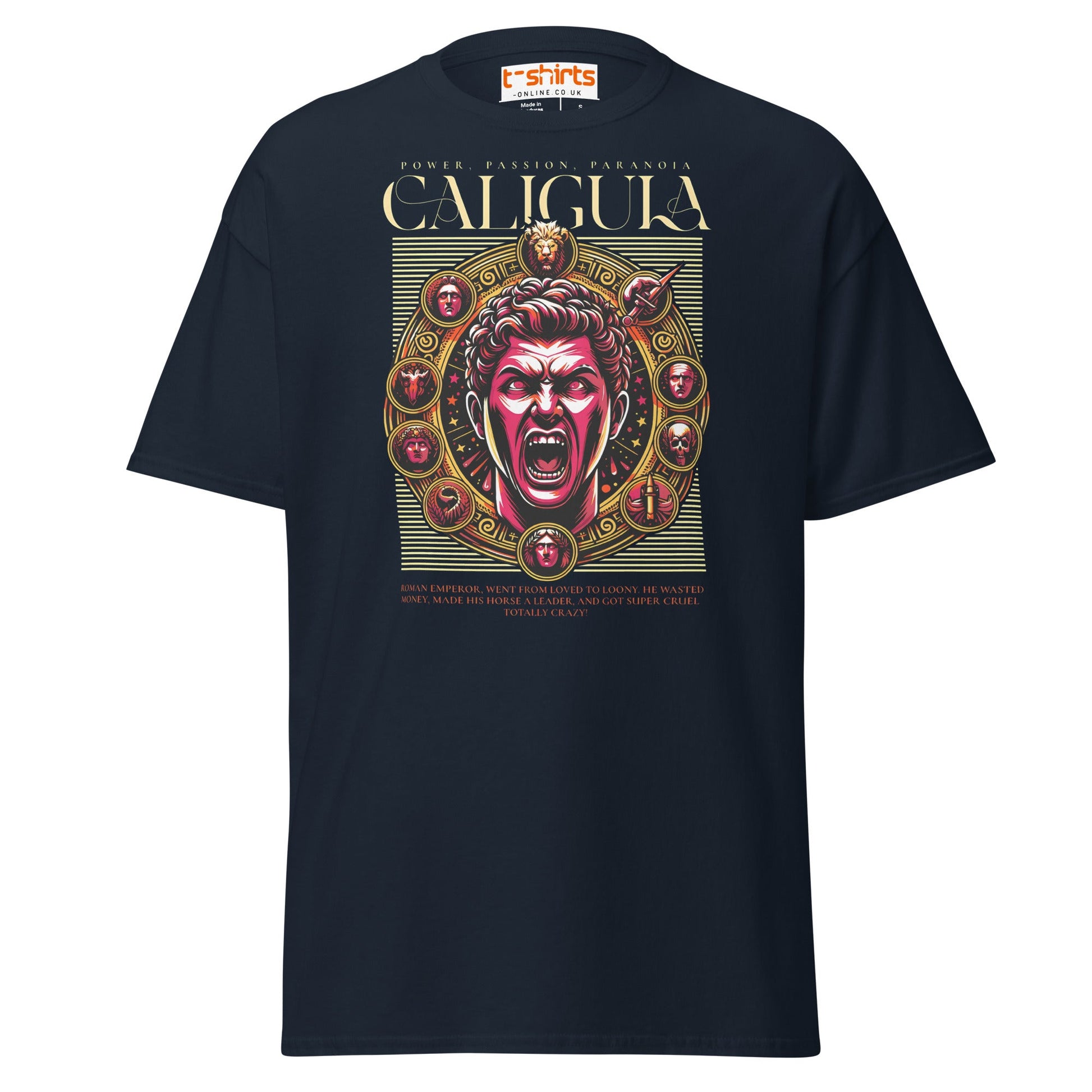 Caligula Roman Emperor T-Shirt | Bold Historical Design - Navy - T-Shirts Online