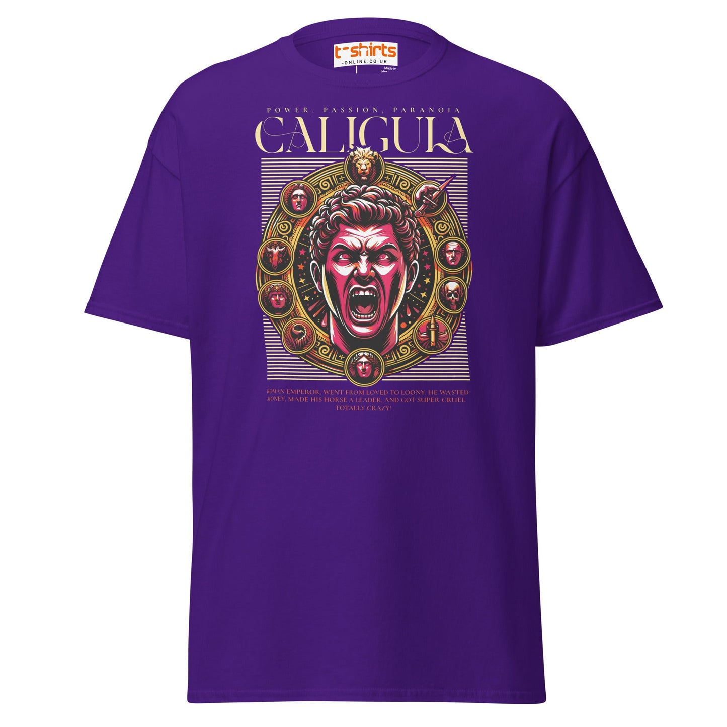 Caligula Roman Emperor T-Shirt | Bold Historical Design - Purple - T-Shirts Online