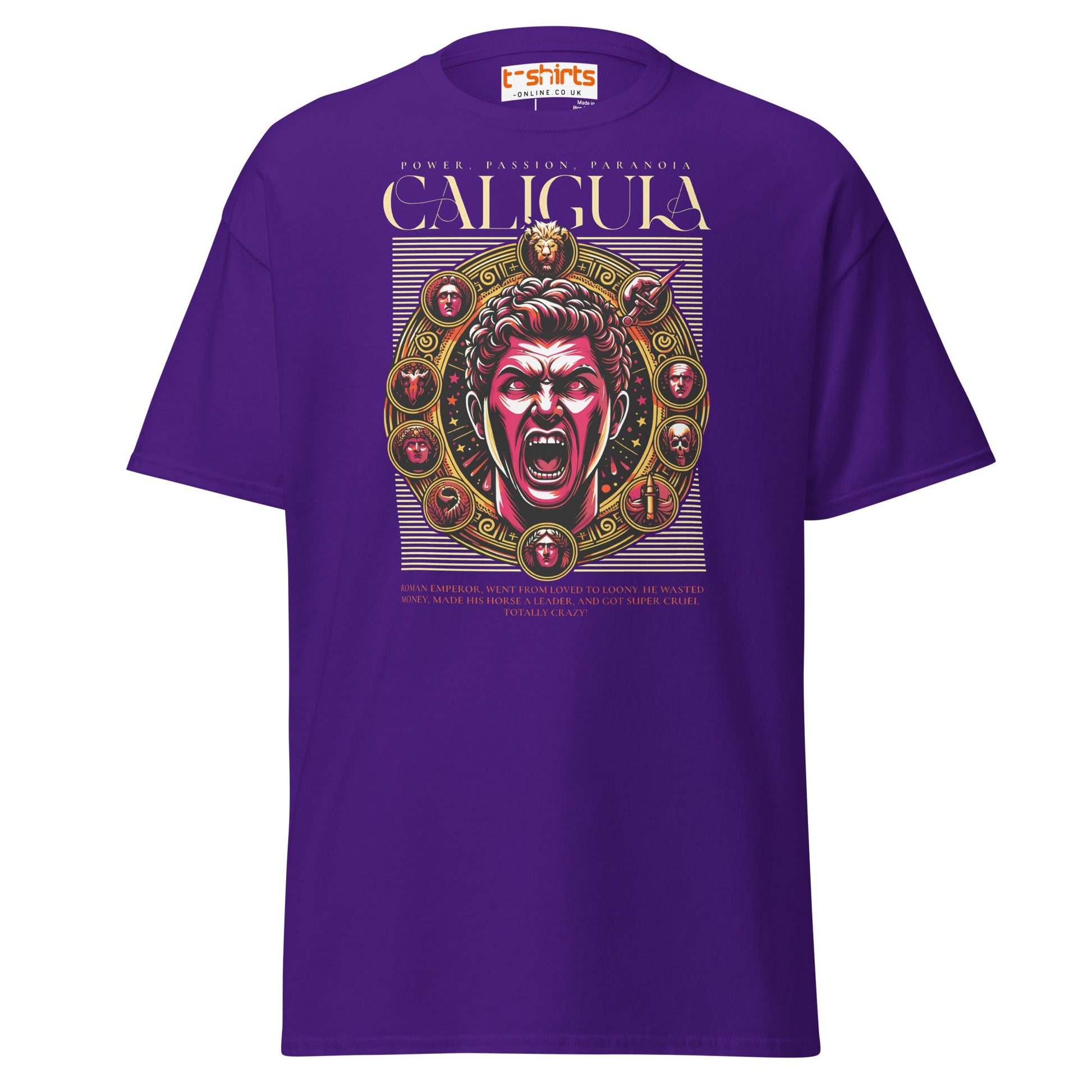 Caligula Roman Emperor T-Shirt | Bold Historical Design - Purple - T-Shirts Online