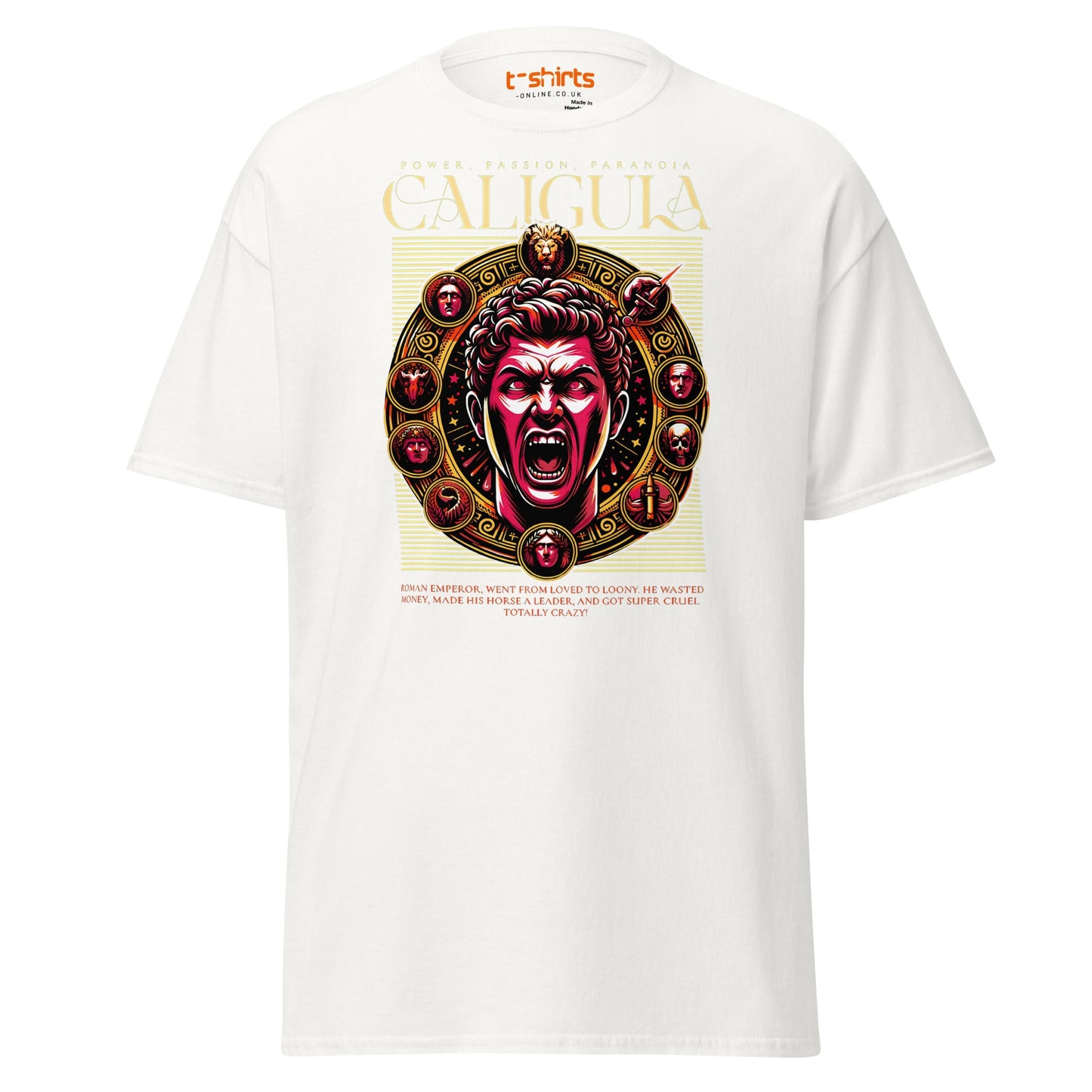 Caligula Roman Emperor T-Shirt | Bold Historical Design - White - T-Shirts Online