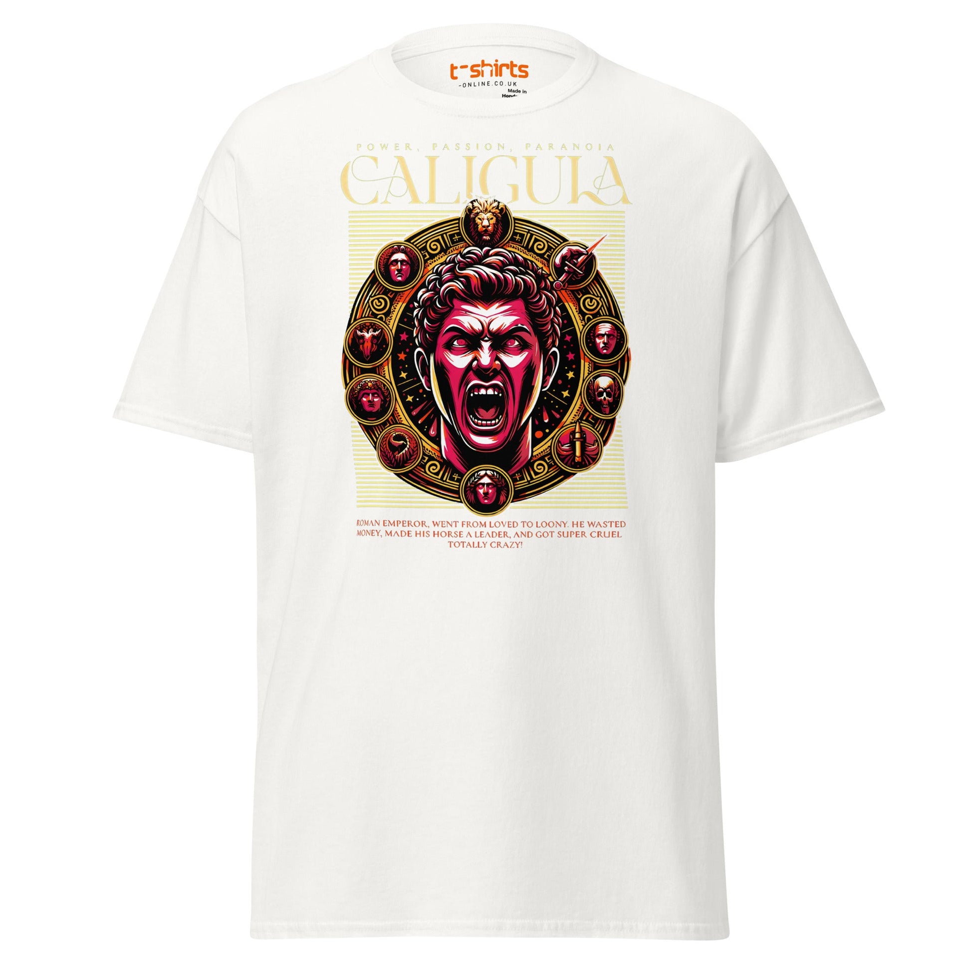 Caligula Roman Emperor T-Shirt | Bold Historical Design - White - T-Shirts Online