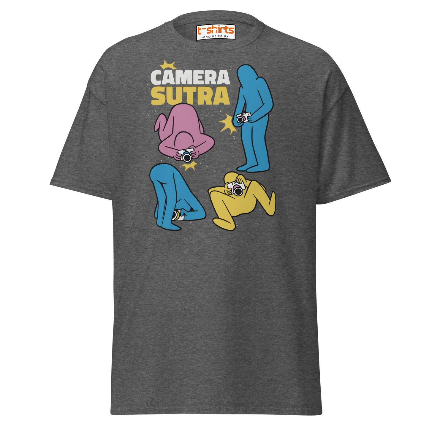 Camera Sutra T-Shirt – Funny Photographer Parody Tee - Dark Heather - T-Shirts Online