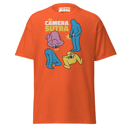 Camera Sutra T-Shirt – Funny Photographer Parody Tee - Orange - T-Shirts Online