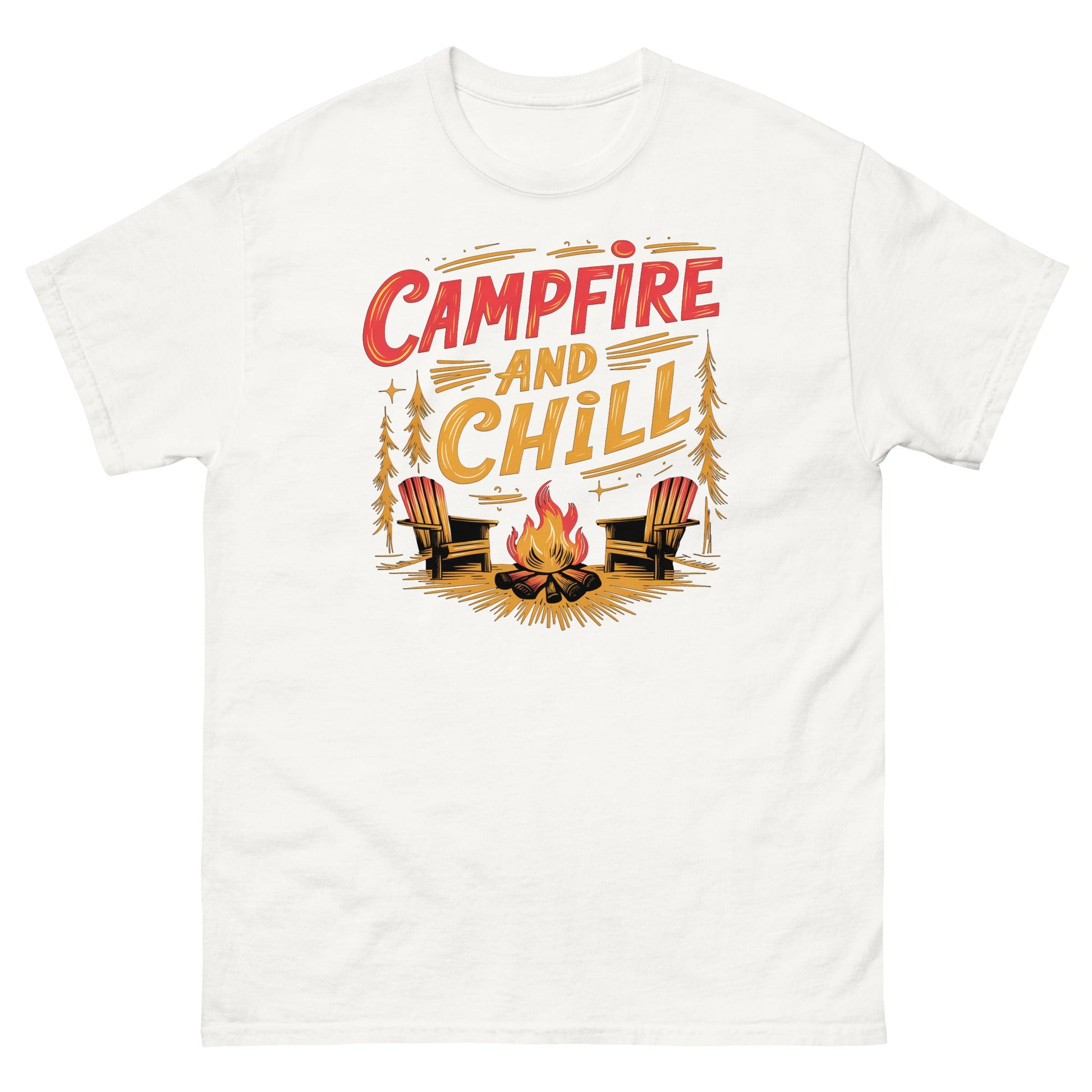 Campfire and Chill | Camping T-Shirt - White - T-Shirts Online