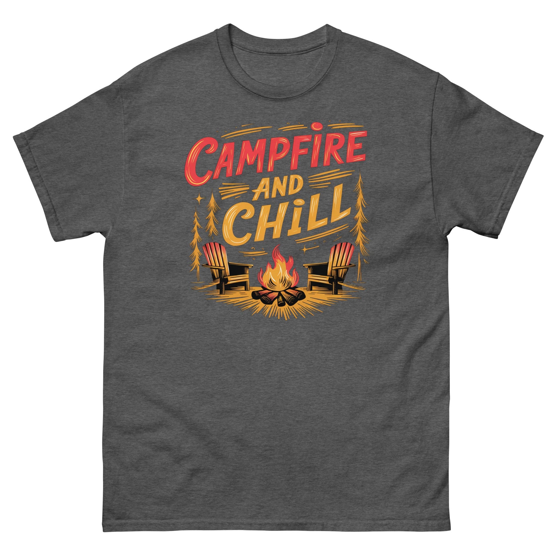 Campfire and Chill | Camping T-Shirt - Dark Heather - T-Shirts Online