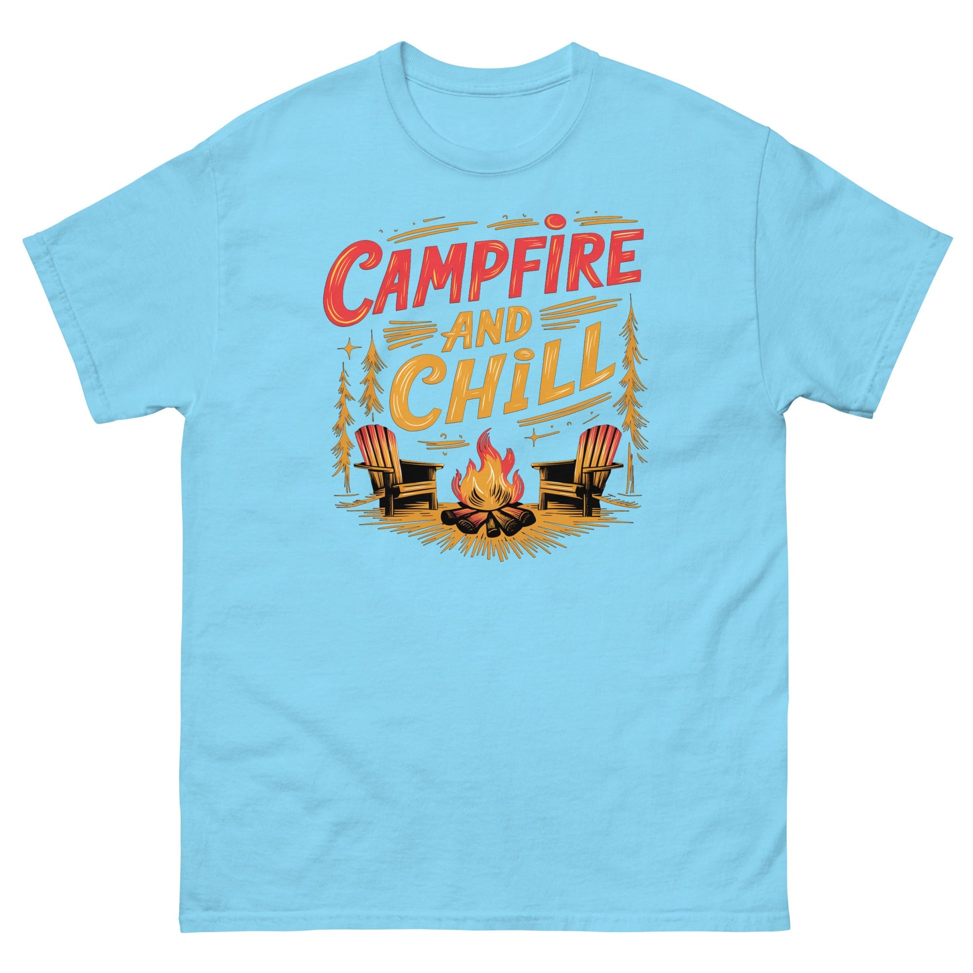 Campfire and Chill | Camping T-Shirt - Sky - T-Shirts Online
