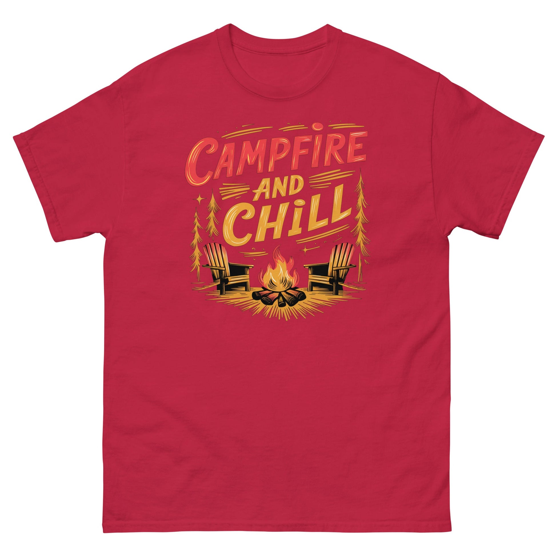 Campfire and Chill | Camping T-Shirt - Cardinal - T-Shirts Online