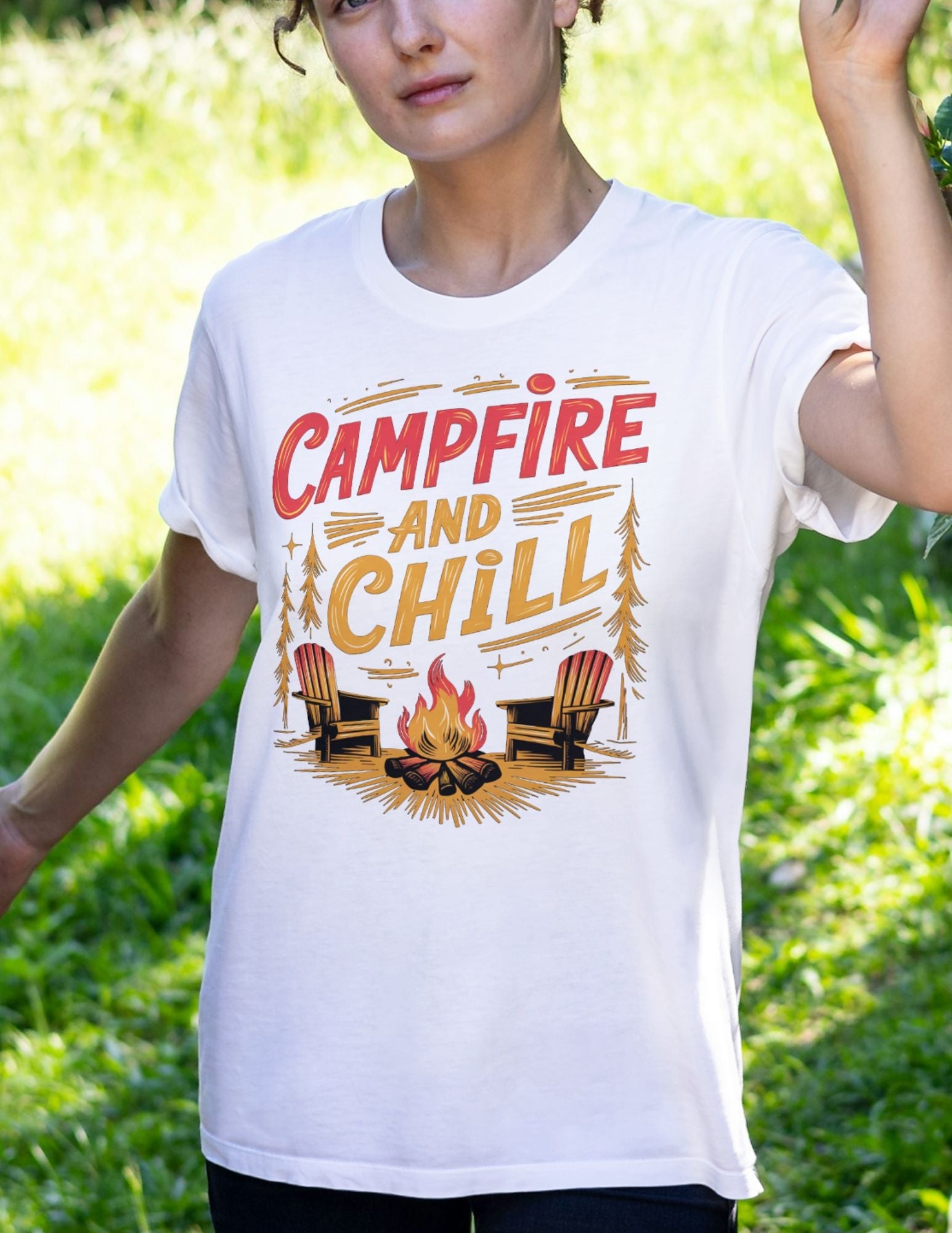 Campfire and Chill | Camping T-Shirt - Black - T-Shirts Online