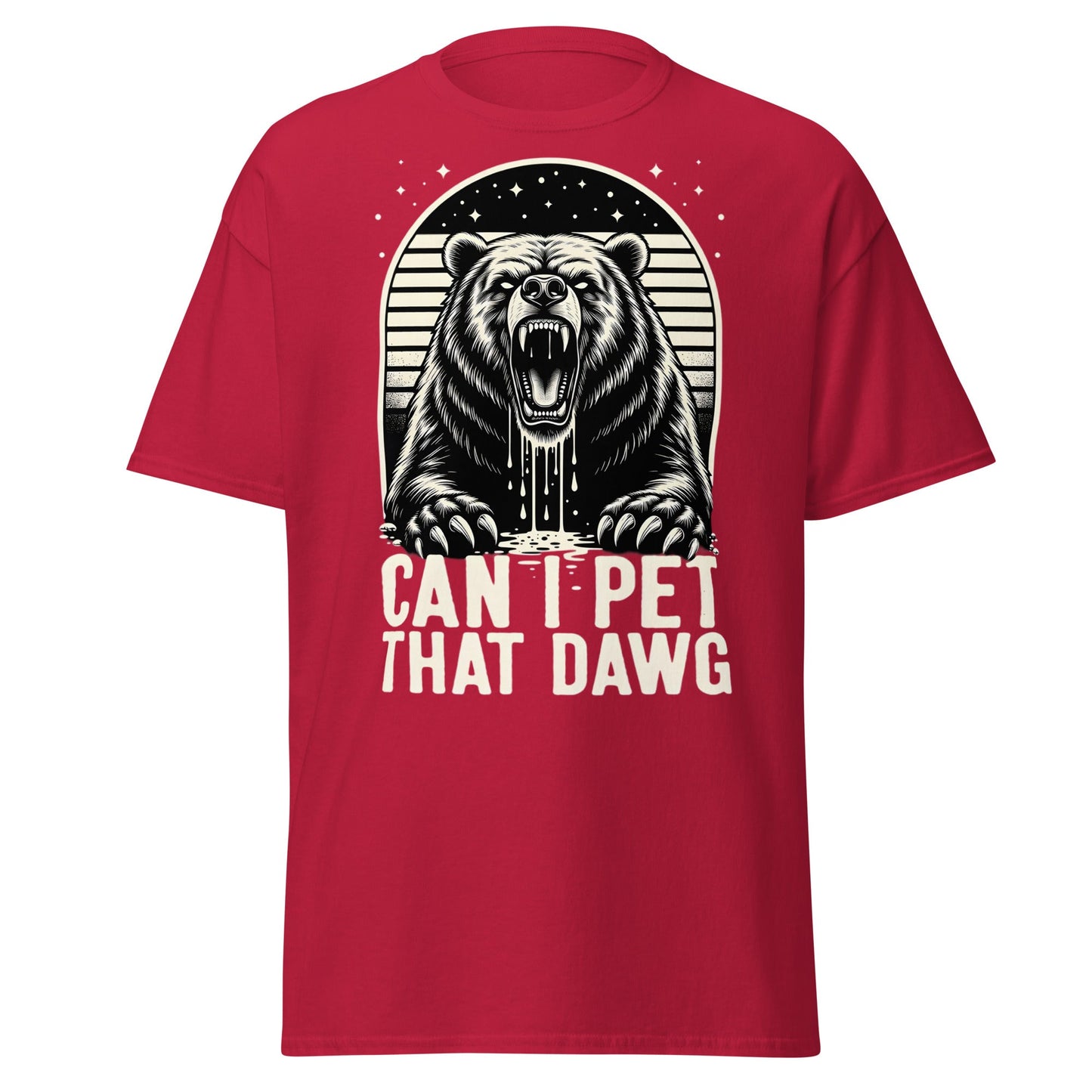 Can I Pet That Dawg? Funny Grizzly Bear Graphic T-Shirt - Cardinal - T-Shirts Online