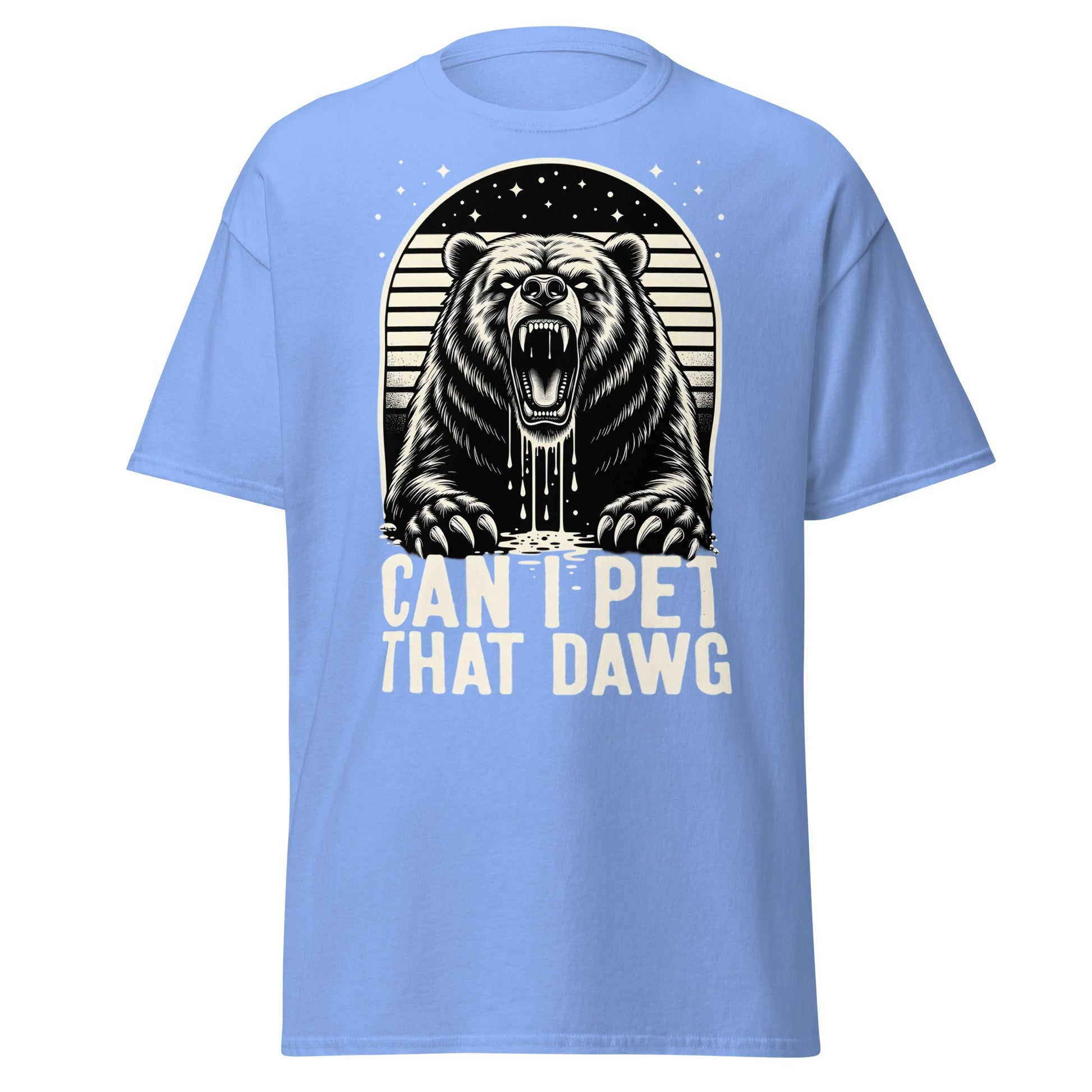 Can I Pet That Dawg? Funny Grizzly Bear Graphic T-Shirt - Carolina Blue - T-Shirts Online