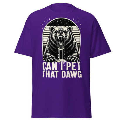 Can I Pet That Dawg? Funny Grizzly Bear Graphic T-Shirt - Purple - T-Shirts Online