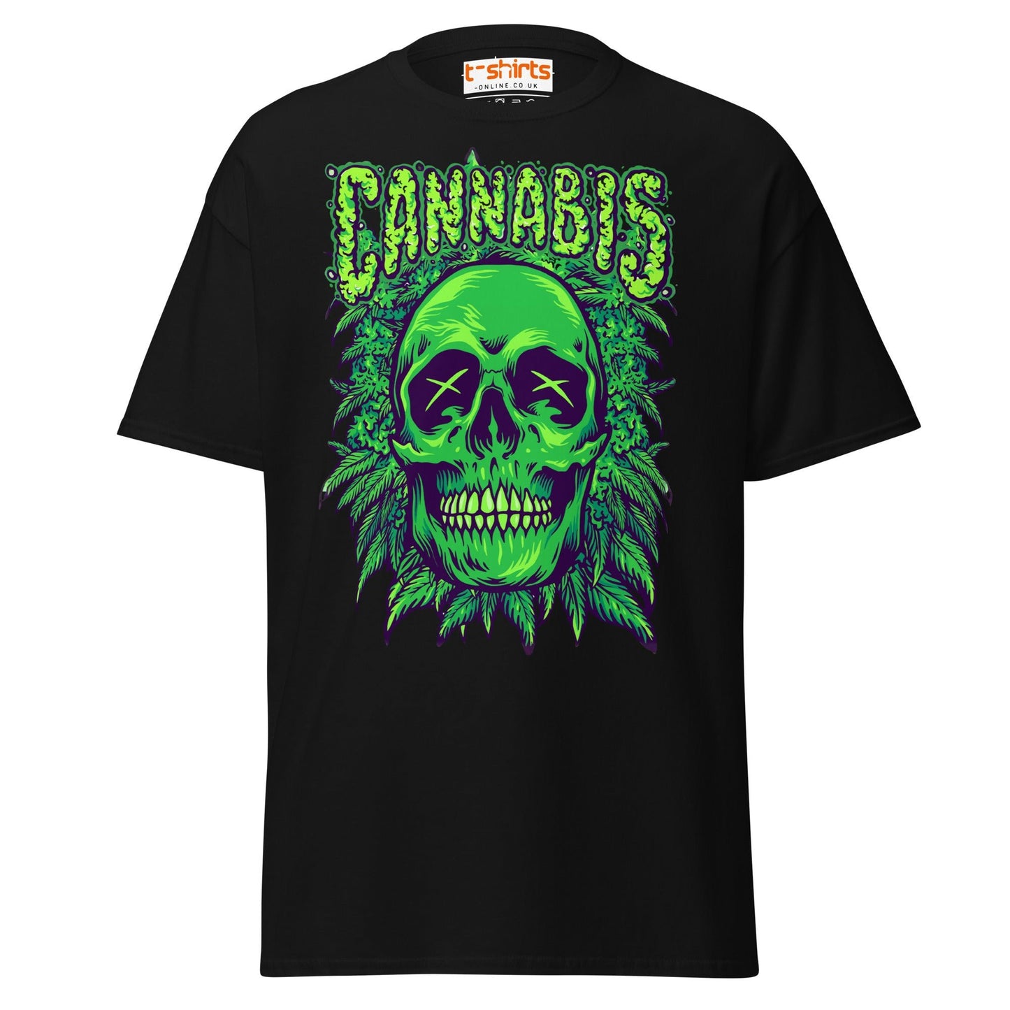 Cannabis Skull T-Shirt – Bold Stoner Art Graphic Tee - Black - T-Shirts Online