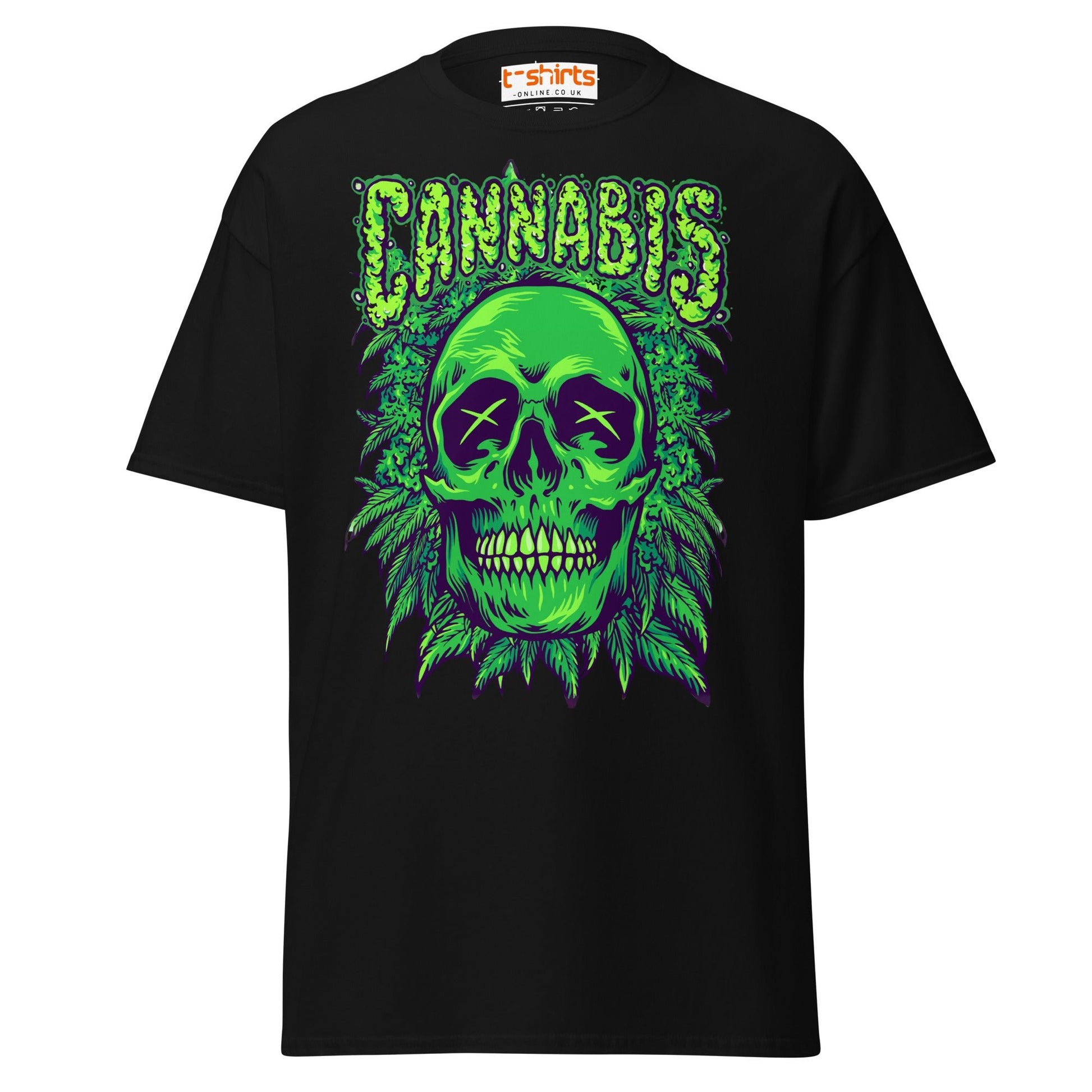 Cannabis Skull T-Shirt – Bold Stoner Art Graphic Tee - Black - T-Shirts Online