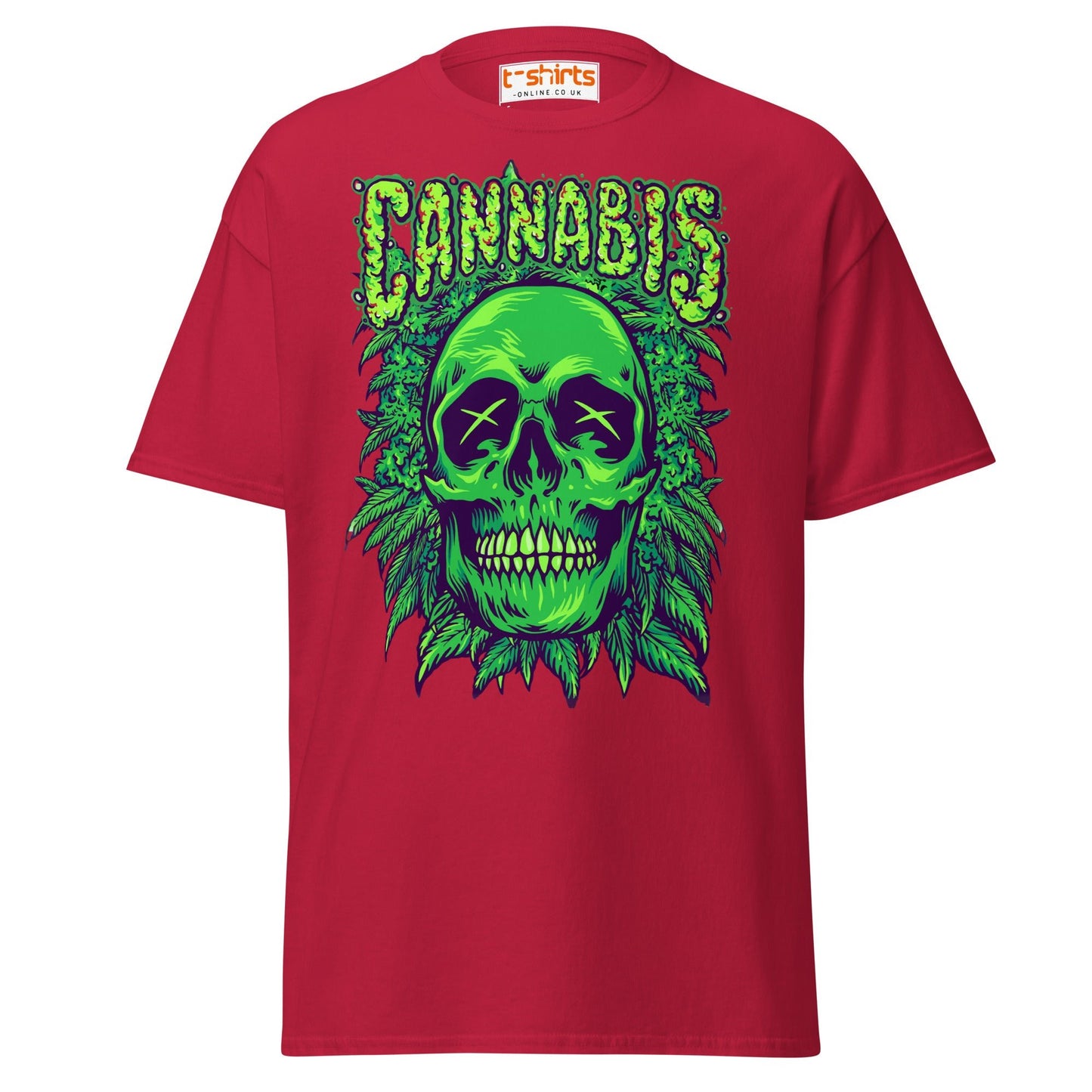 Cannabis Skull T-Shirt – Bold Stoner Art Graphic Tee - Cardinal - T-Shirts Online