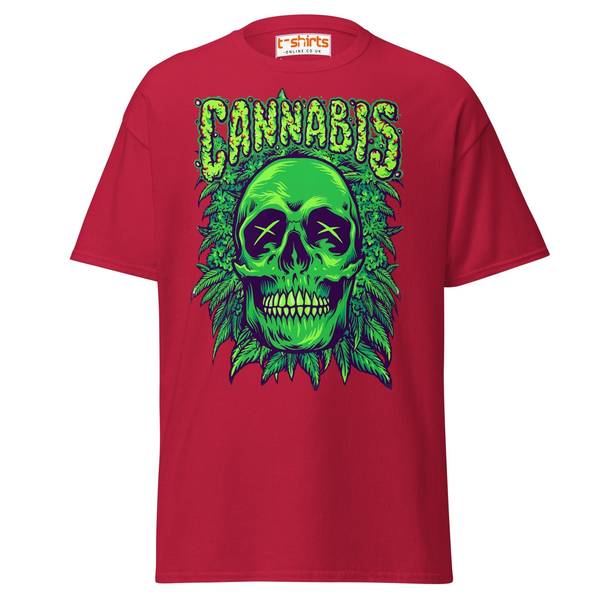 Cannabis Skull T-Shirt – Bold Stoner Art Graphic Tee - Cardinal - T-Shirts Online