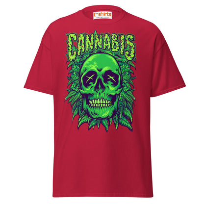 Cannabis Skull T-Shirt – Bold Stoner Art Graphic Tee - Cardinal - T-Shirts Online
