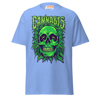 Cannabis Skull T-Shirt – Bold Stoner Art Graphic Tee - Carolina Blue - T-Shirts Online