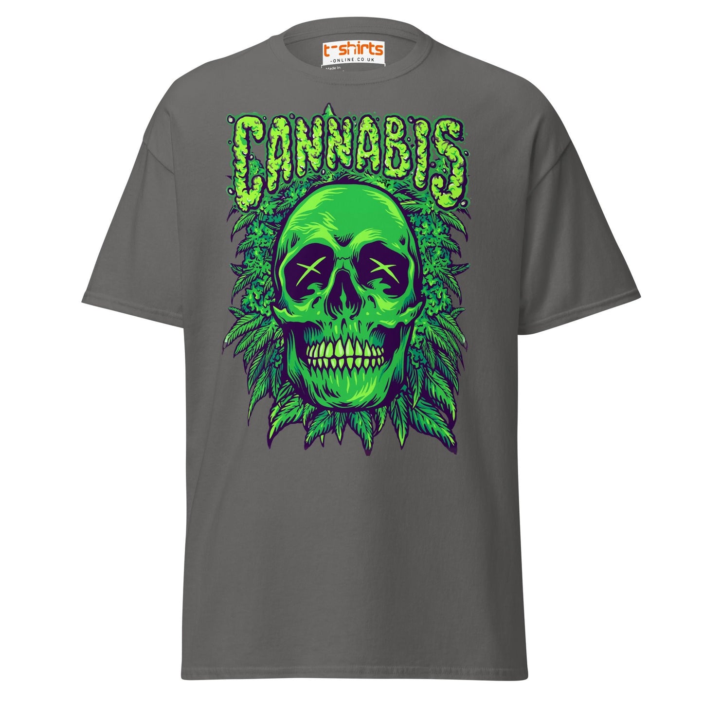 Cannabis Skull T-Shirt – Bold Stoner Art Graphic Tee - Charcoal - T-Shirts Online