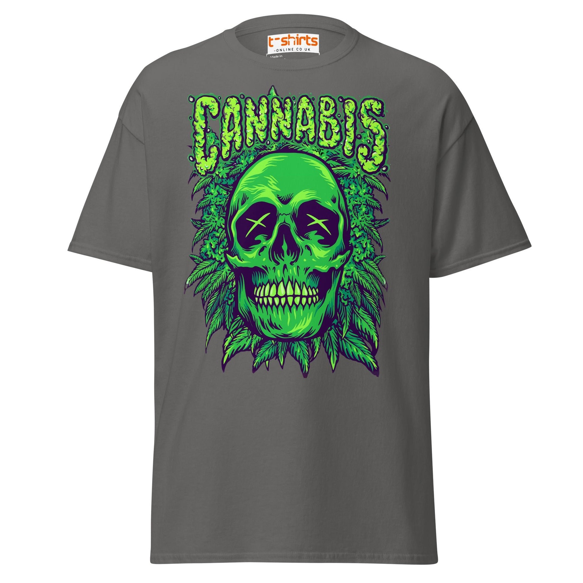 Cannabis Skull T-Shirt – Bold Stoner Art Graphic Tee - Charcoal - T-Shirts Online