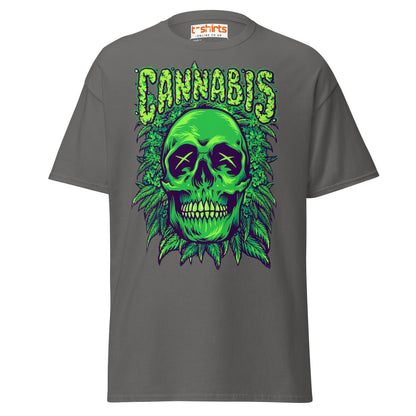 Cannabis Skull T-Shirt – Bold Stoner Art Graphic Tee - Charcoal - T-Shirts Online