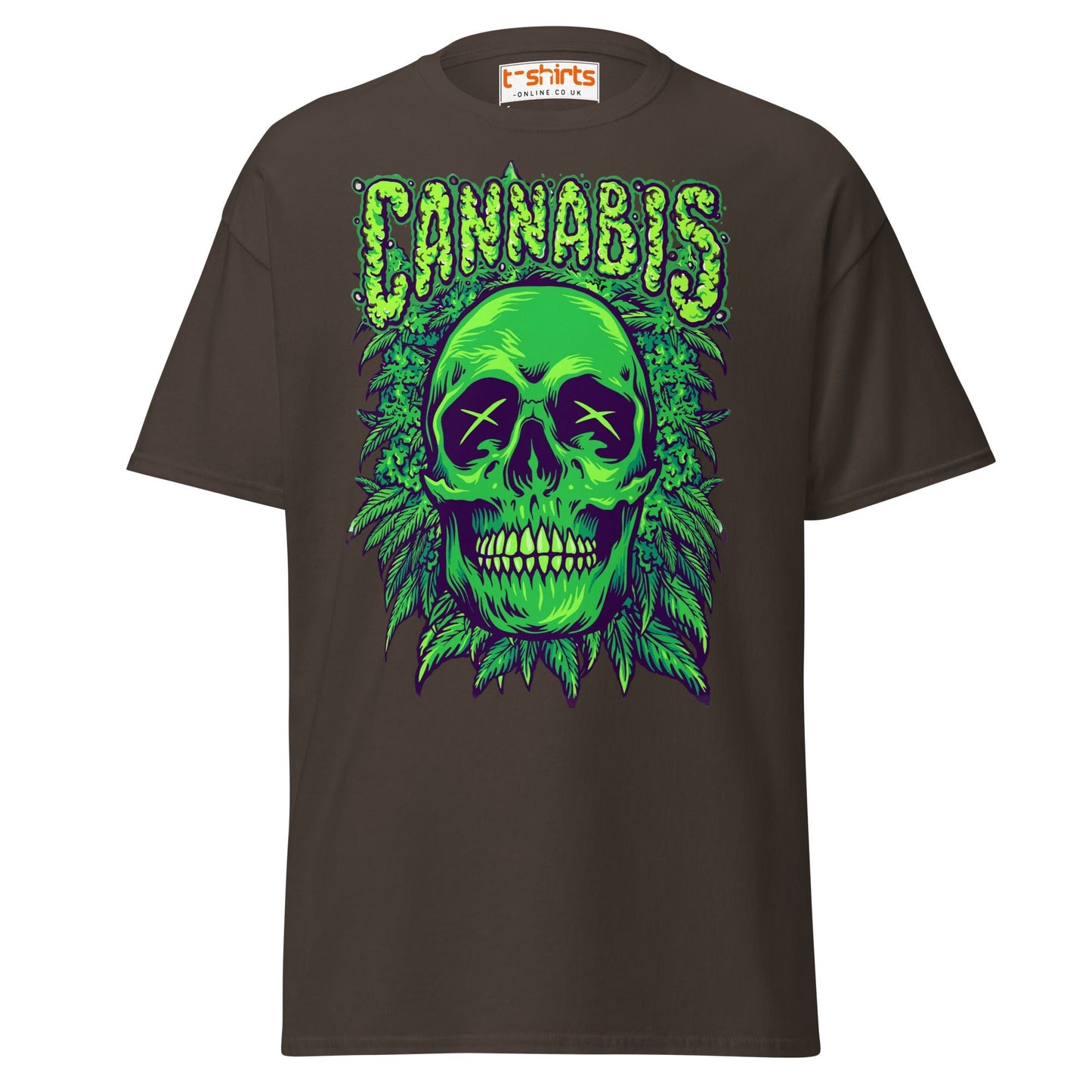 Cannabis Skull T-Shirt – Bold Stoner Art Graphic Tee - Dark Chocolate - T-Shirts Online