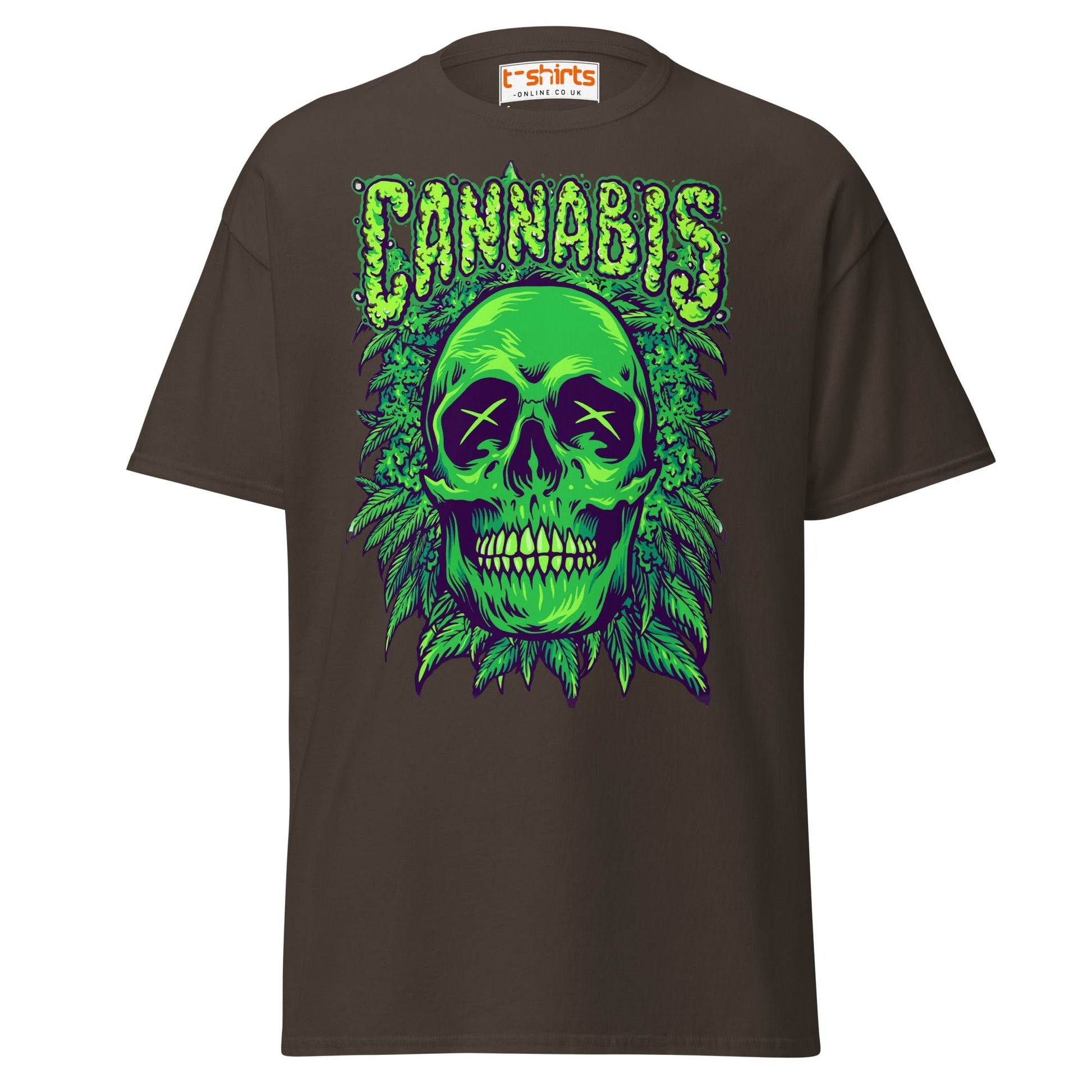 Cannabis Skull T-Shirt – Bold Stoner Art Graphic Tee - Dark Chocolate - T-Shirts Online