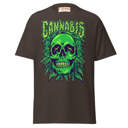 Cannabis Skull T-Shirt – Bold Stoner Art Graphic Tee - Dark Chocolate - T-Shirts Online