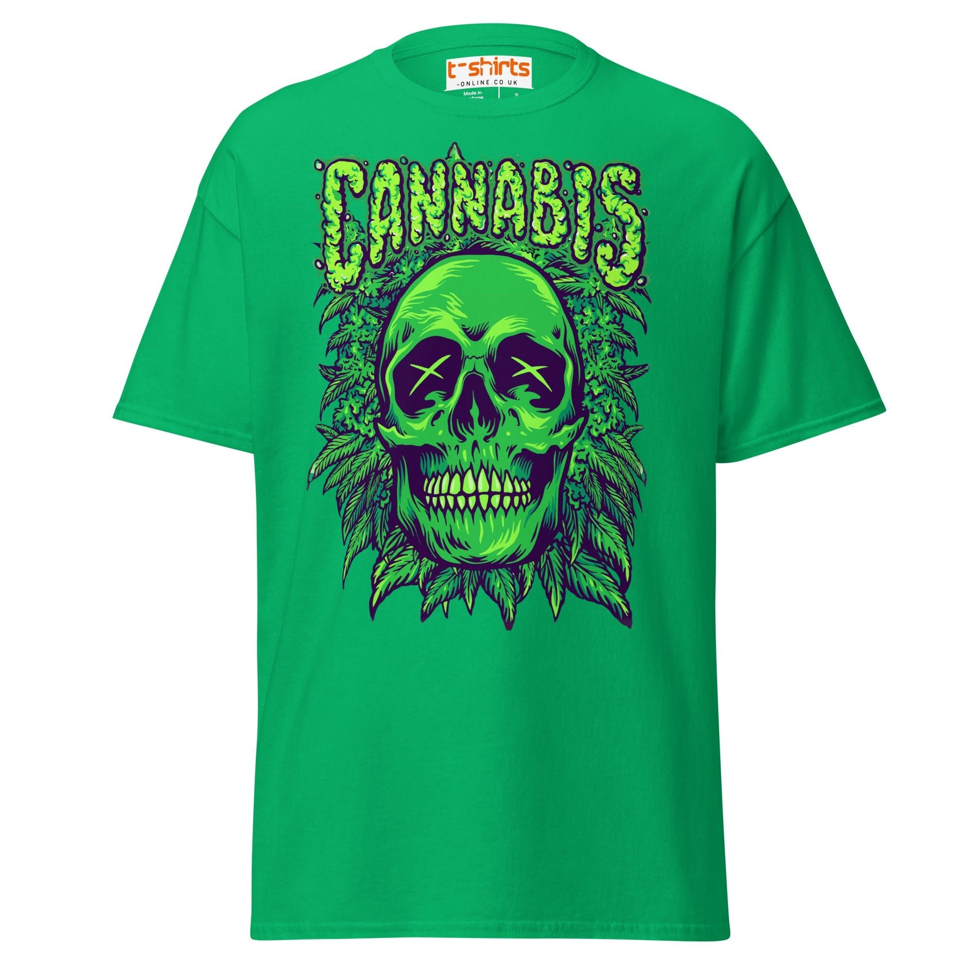 Cannabis Skull T-Shirt – Bold Stoner Art Graphic Tee - Irish Green - T-Shirts Online