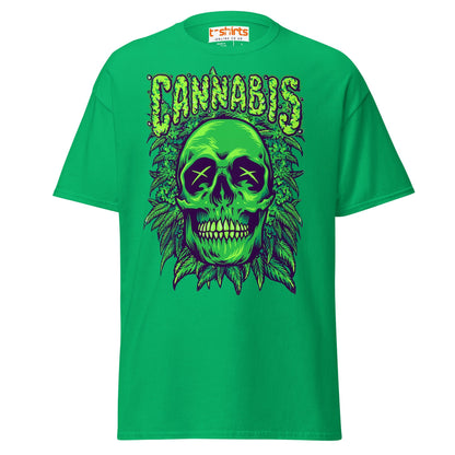 Cannabis Skull T-Shirt – Bold Stoner Art Graphic Tee - Irish Green - T-Shirts Online