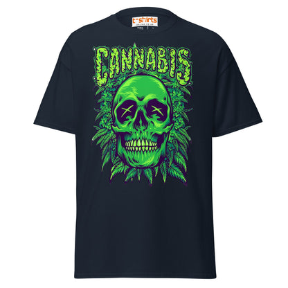 Cannabis Skull T-Shirt – Bold Stoner Art Graphic Tee - Navy - T-Shirts Online