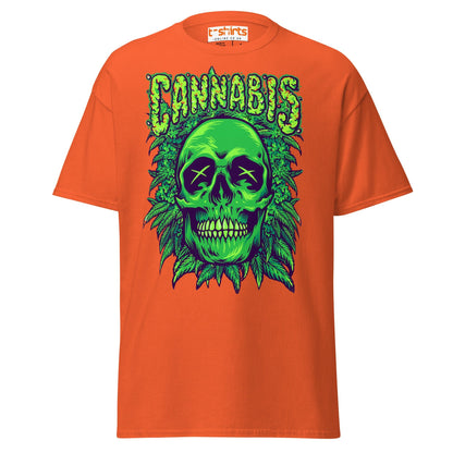 Cannabis Skull T-Shirt – Bold Stoner Art Graphic Tee - Orange - T-Shirts Online