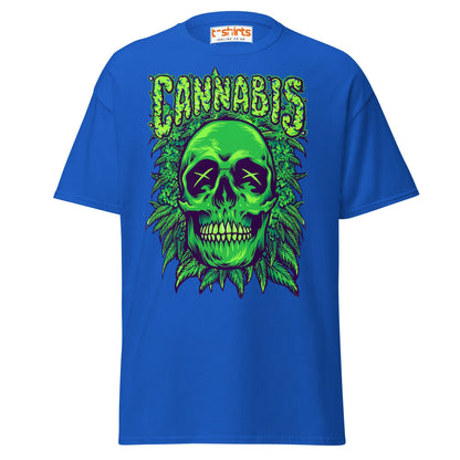 Cannabis Skull T-Shirt – Bold Stoner Art Graphic Tee - Royal - T-Shirts Online