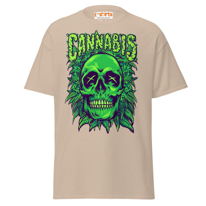 Cannabis Skull T-Shirt – Bold Stoner Art Graphic Tee - Sand - T-Shirts Online