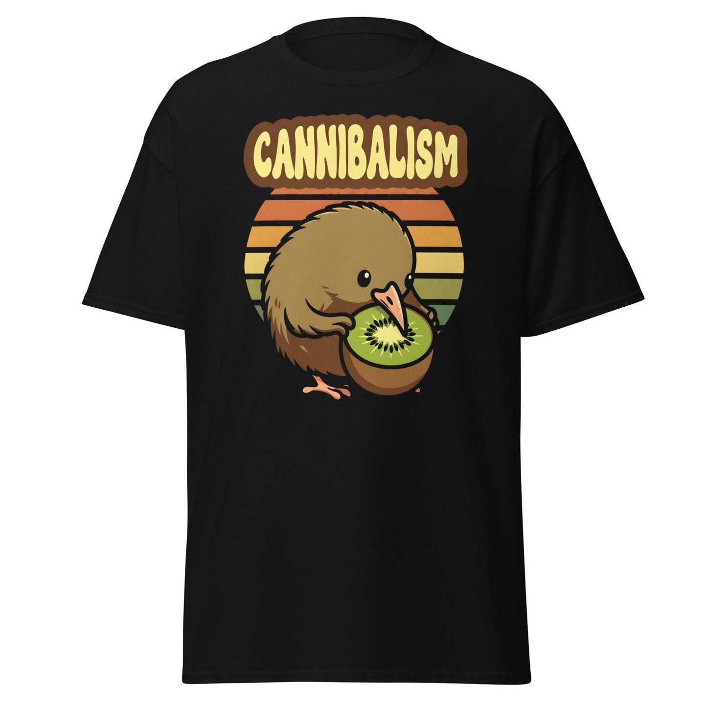 Cannibalism Kiwi Bird Shirt - Funny Retro Fruit Graphic Tee - Black - T-Shirts Online
