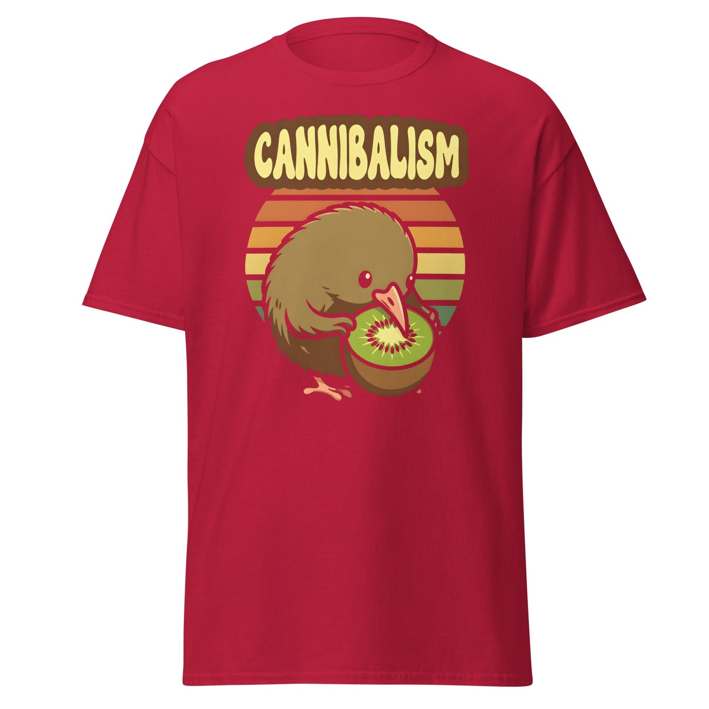 Cannibalism Kiwi Bird Shirt - Funny Retro Fruit Graphic Tee - Cardinal - T-Shirts Online