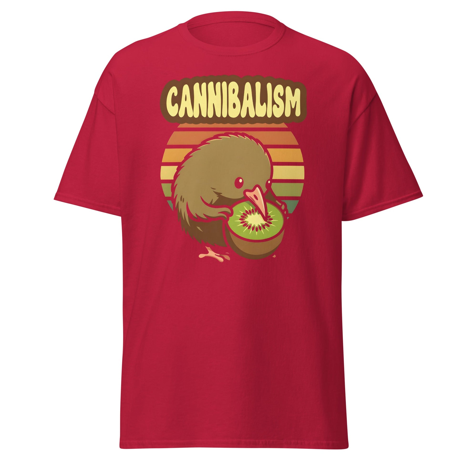 Cannibalism Kiwi Bird Shirt - Funny Retro Fruit Graphic Tee - Cardinal - T-Shirts Online
