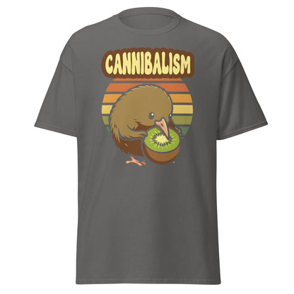 Cannibalism Kiwi Bird Shirt - Funny Retro Fruit Graphic Tee - Charcoal - T-Shirts Online