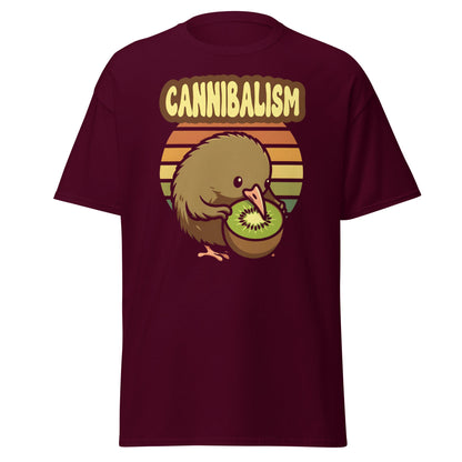 Cannibalism Kiwi Bird Shirt - Funny Retro Fruit Graphic Tee - Maroon - T-Shirts Online