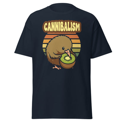 Cannibalism Kiwi Bird Shirt - Funny Retro Fruit Graphic Tee - Navy - T-Shirts Online