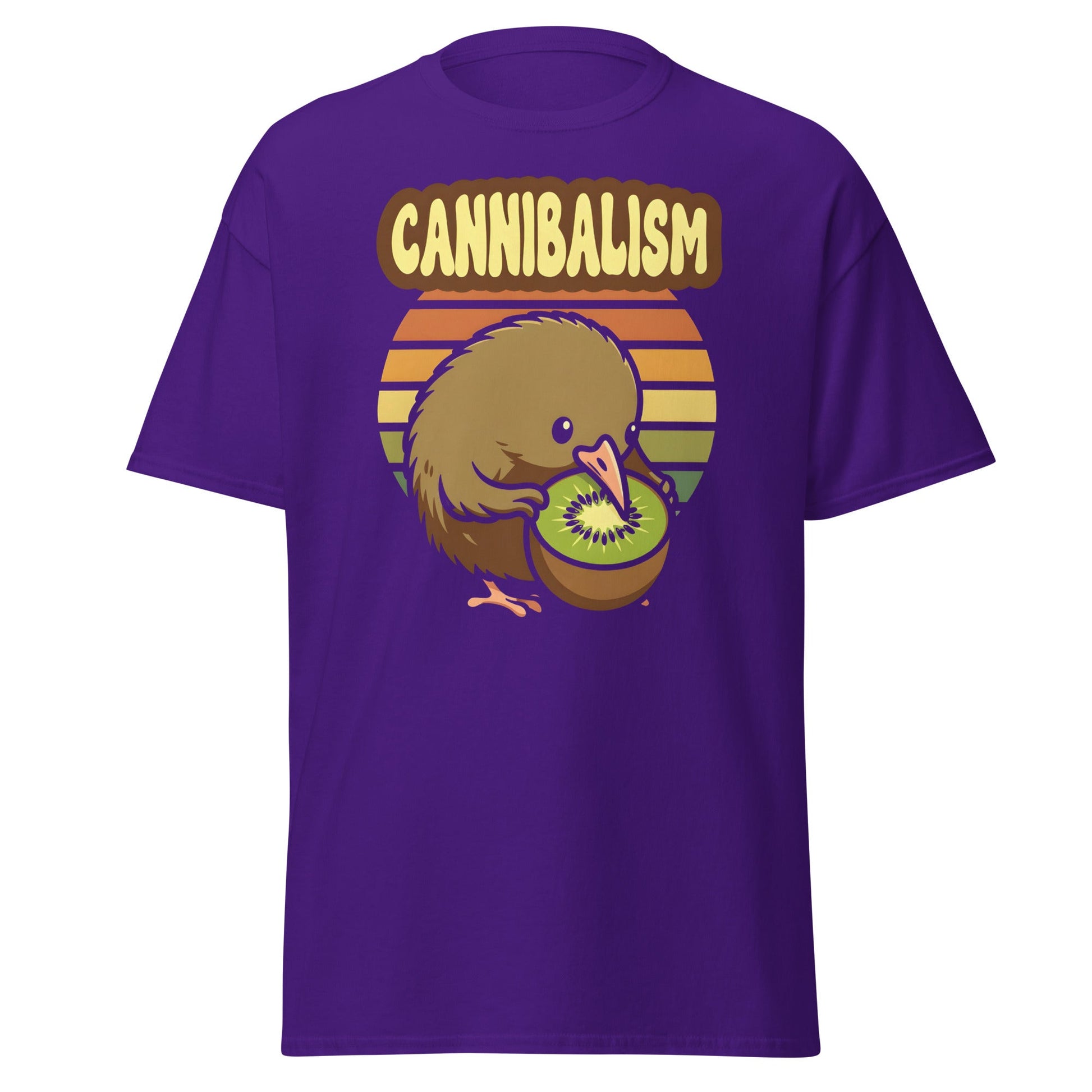 Cannibalism Kiwi Bird Shirt - Funny Retro Fruit Graphic Tee - Purple - T-Shirts Online