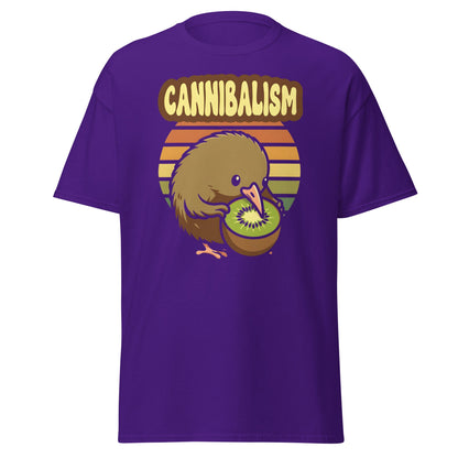 Cannibalism Kiwi Bird Shirt - Funny Retro Fruit Graphic Tee - Purple - T-Shirts Online