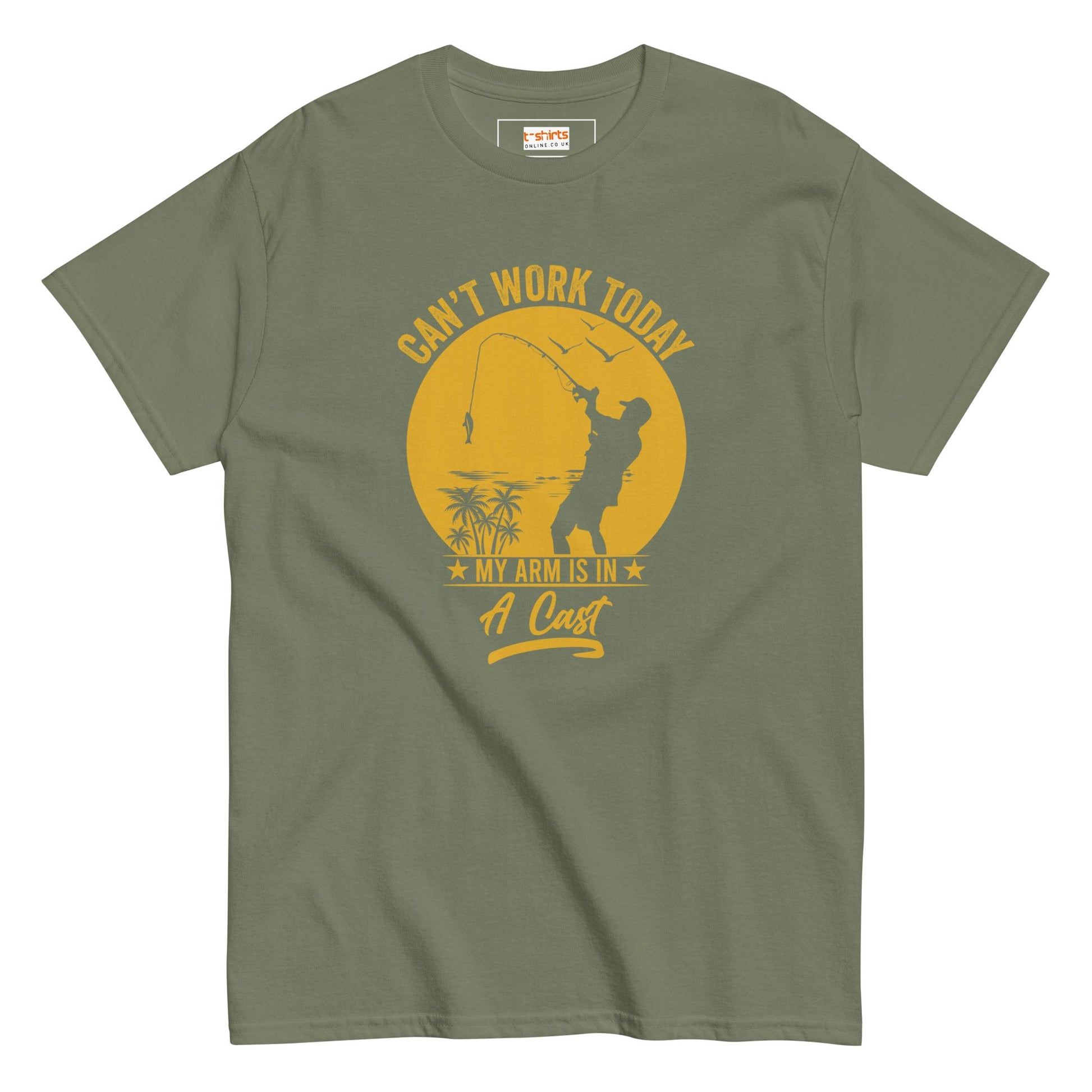 Can't Work Today T-Shirt | Fishing Enthusiast Tee - Military Green - T-Shirts Online