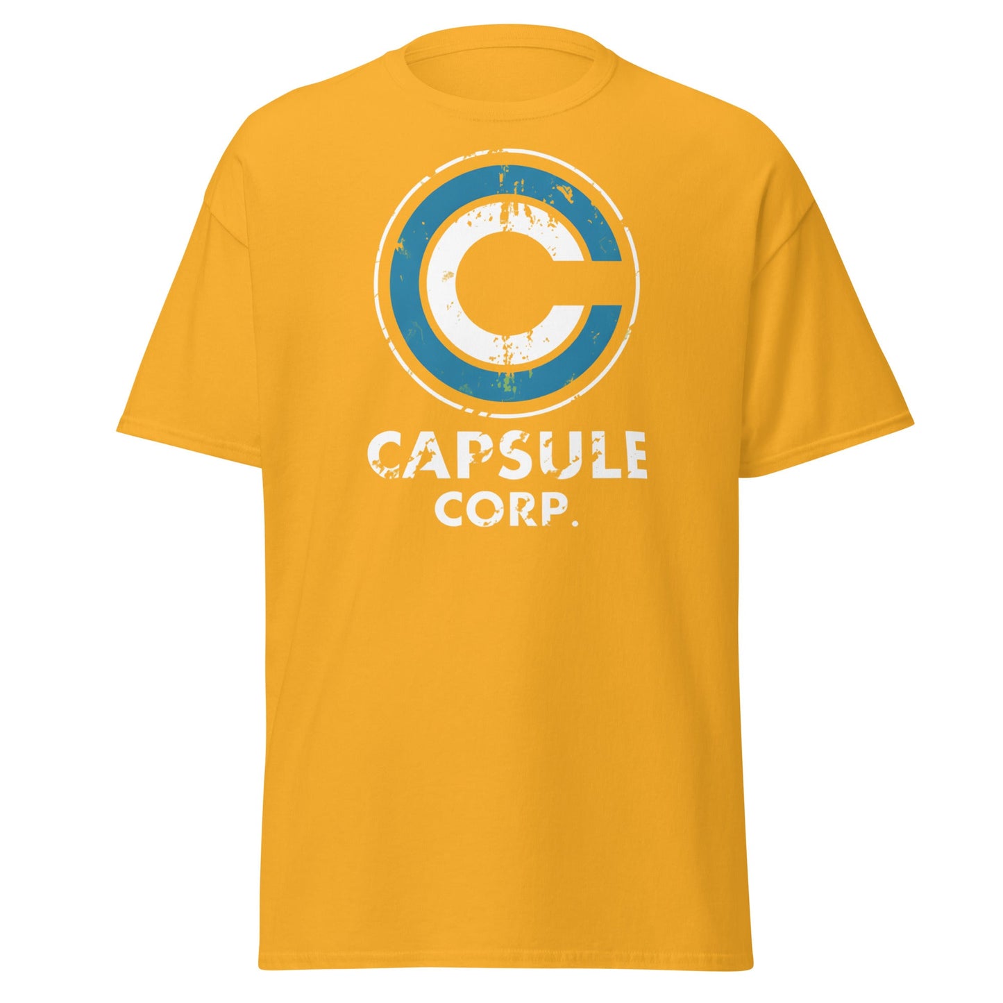 Capsule Corp. Distressed Logo Dragon Ball Z T-Shirt - Gold - T-Shirts Online
