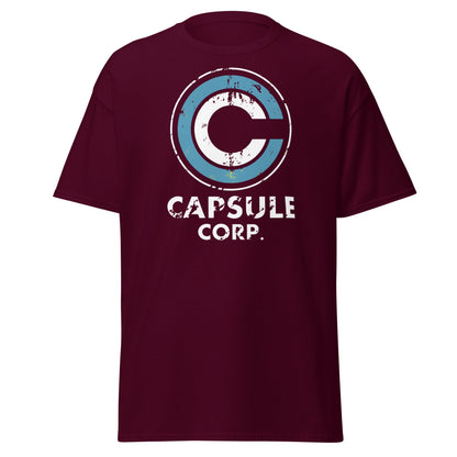 Capsule Corp. Distressed Logo Dragon Ball Z T-Shirt - Maroon - T-Shirts Online