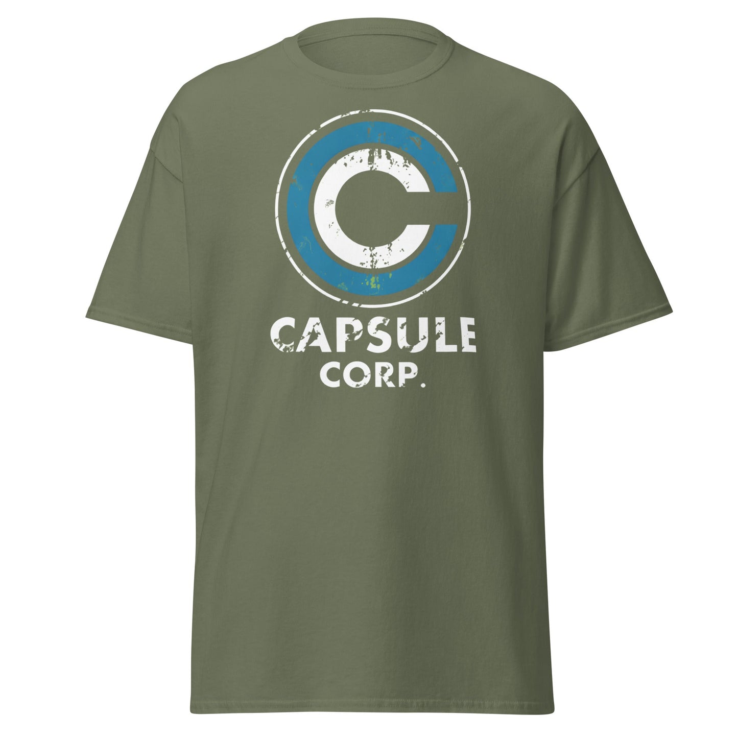Capsule Corp. Distressed Logo Dragon Ball Z T-Shirt - Military Green - T-Shirts Online
