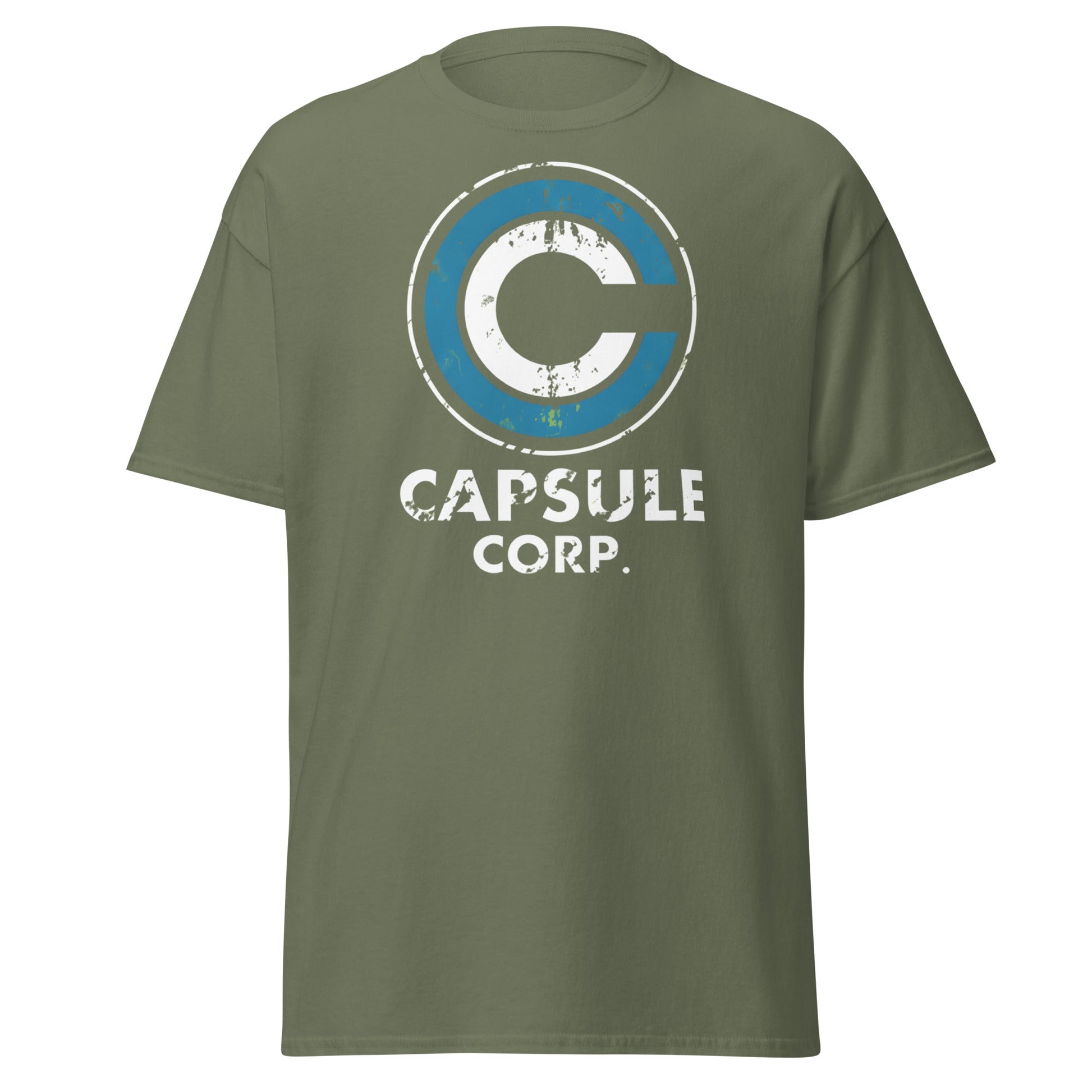 Capsule Corp. Distressed Logo Dragon Ball Z T-Shirt - Military Green - T-Shirts Online