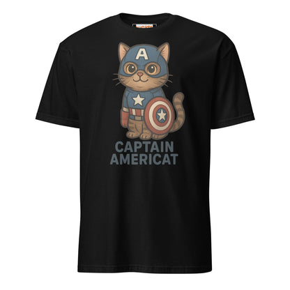 Captain Americat T-Shirt | Cat Movie Mashup - Black - T-Shirts Online
