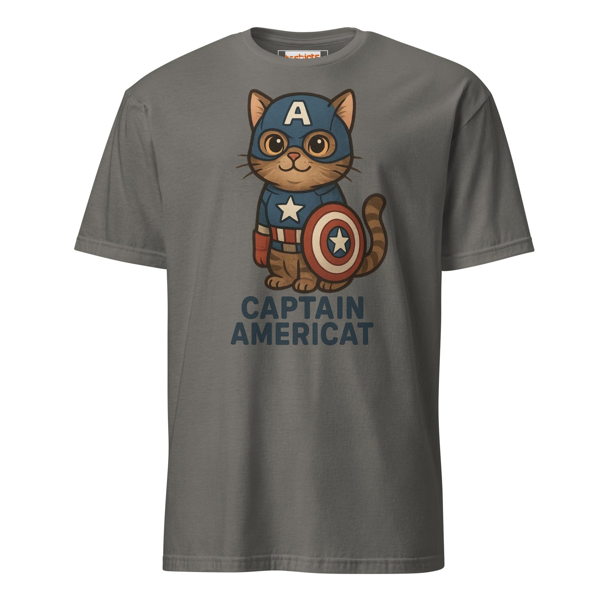 Captain Americat T-Shirt | Cat Movie Mashup - Charcoal - T-Shirts Online