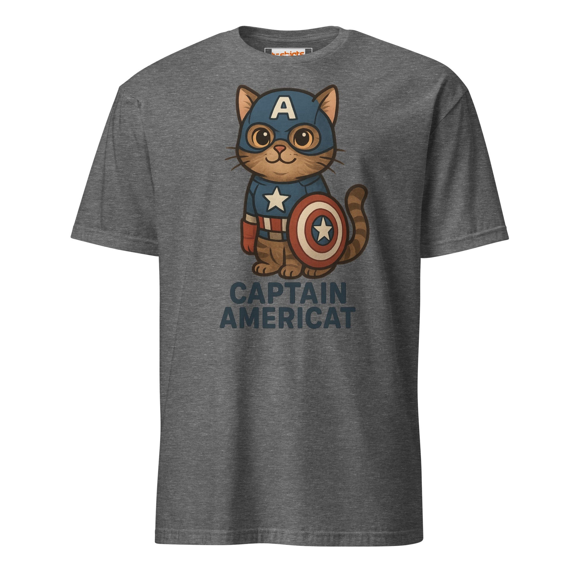 Captain Americat T-Shirt | Cat Movie Mashup - Graphite Heather - T-Shirts Online