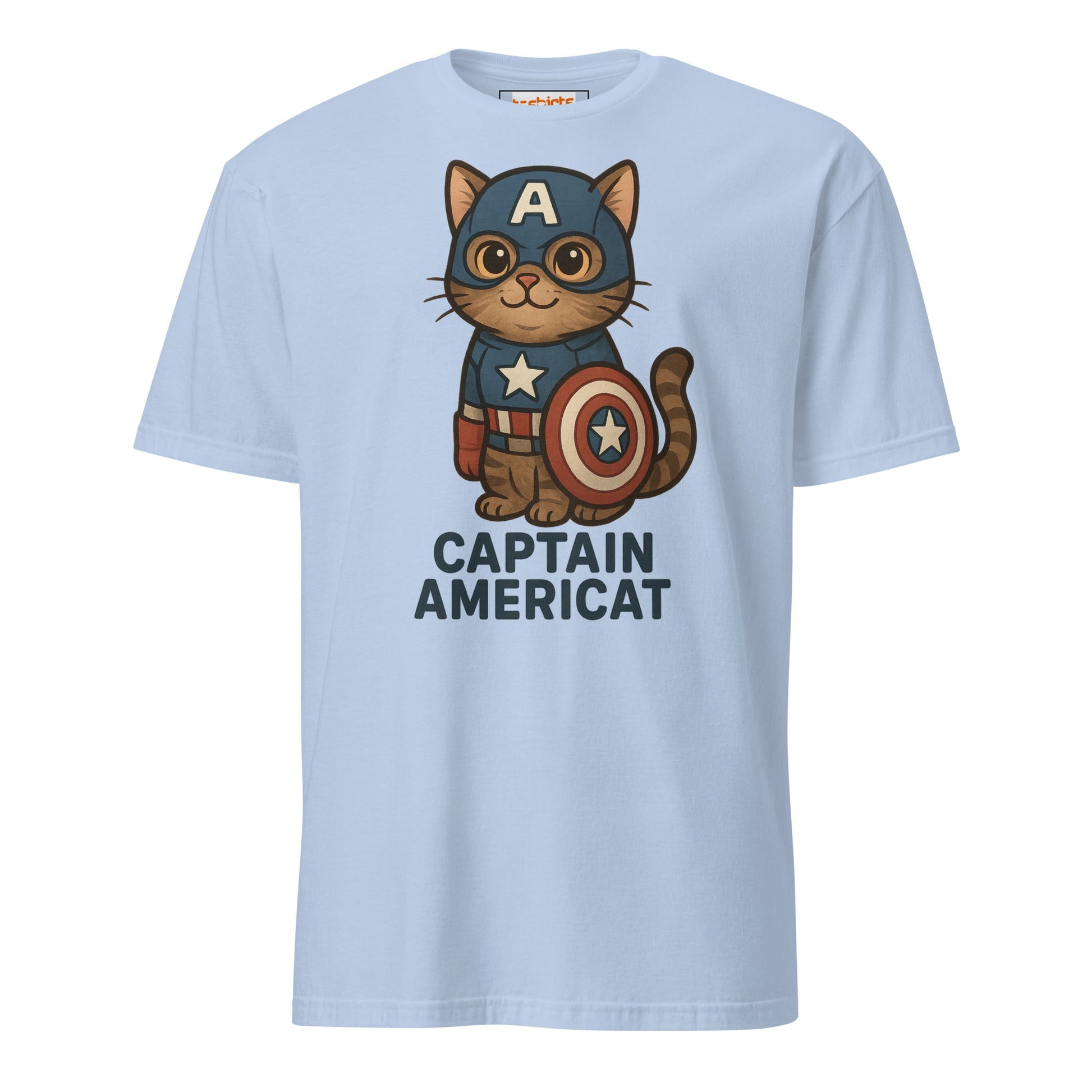 Captain Americat T-Shirt | Cat Movie Mashup - Light Blue - T-Shirts Online